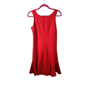 Ann Taylor red crepe Flounce dress pretty strap back sz 2